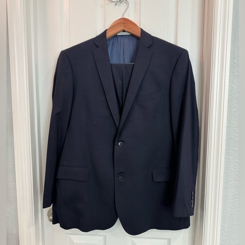 Men’s Murano Collezione Slim Fit Suit 48R Navy Blue Pants 38x30